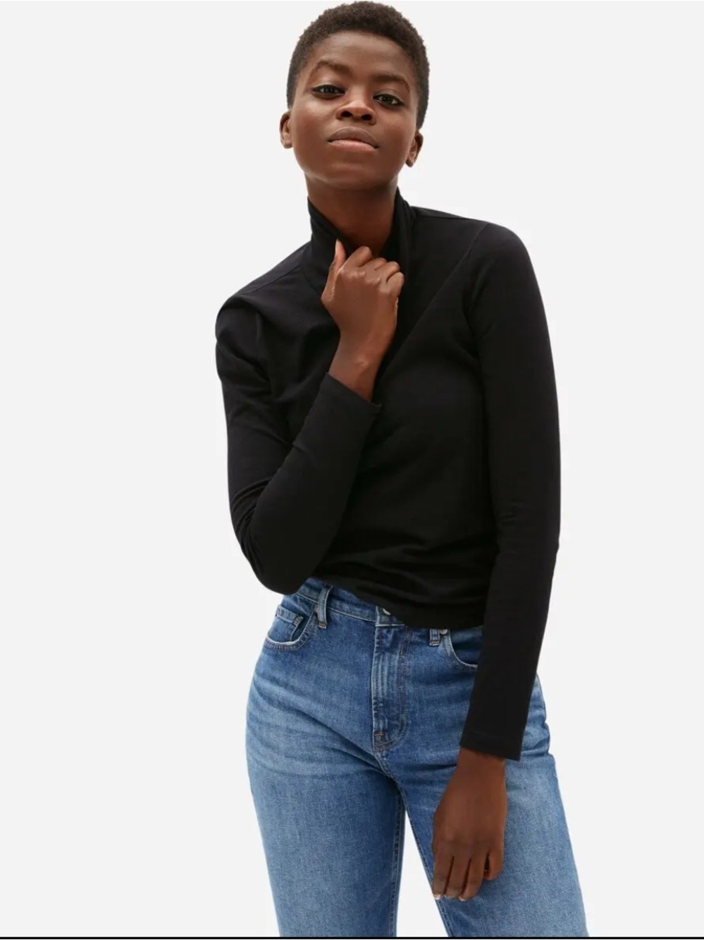 Everlane Black Waffle-Knit Turtleneck Sweater